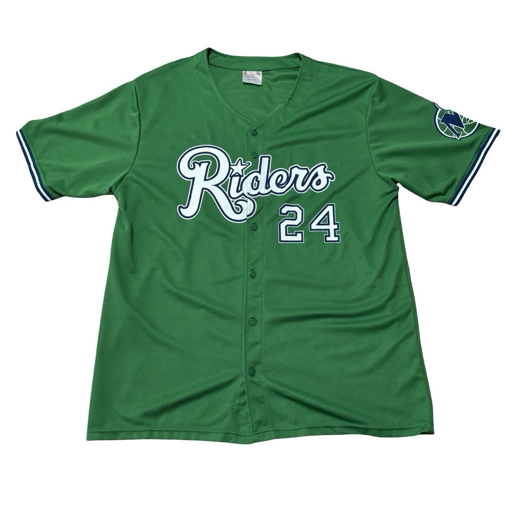 Rare Frisco Rough Riders x Dallas Mavericks 24 Green Team Baseball Jersey Sz XL
